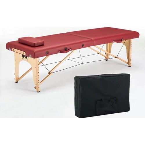 Salon beauty SPA tattoo furniture beech wooden PVC leather patio facial Adjustable Foldable Portable massage bed table with bag