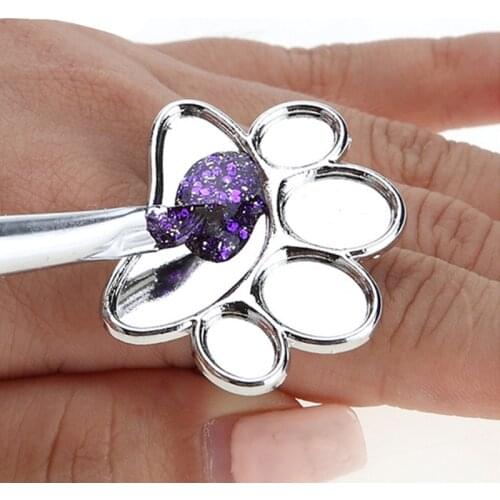 Tfscloin Mini 1pcs Stainless Ring Nail Art Palette Mixing Acrylic UV Gel Polish Painting Drawing Display Cute Manicure Tools