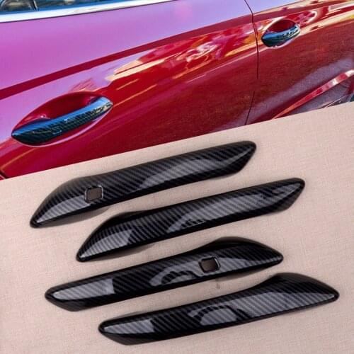 4pcs/set Carbon Fiber Texture Door Handle Panel Cover Trim fit for Hyundai Sonata DN8 2020 Accessories