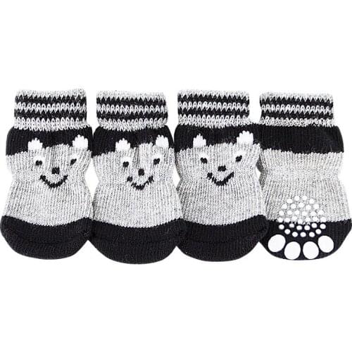 Pet Dog Knit Socks Christmas Pattern Printed Non-slip Cotton Socks Paws Cover Warm Shoes S M L XL