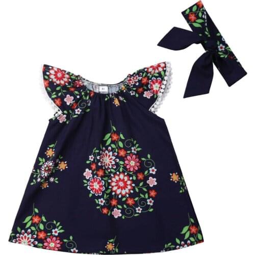 Newborn Kid Baby Girls Flower Pageant Party Princess Summer Gown Dress Sundress