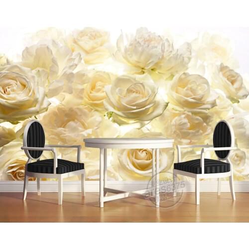 White yellow rose 3d wallpaper wallpaper 3d stereoscopic wallpaper Custom photo wallpaper Large 3D Stereo romantic