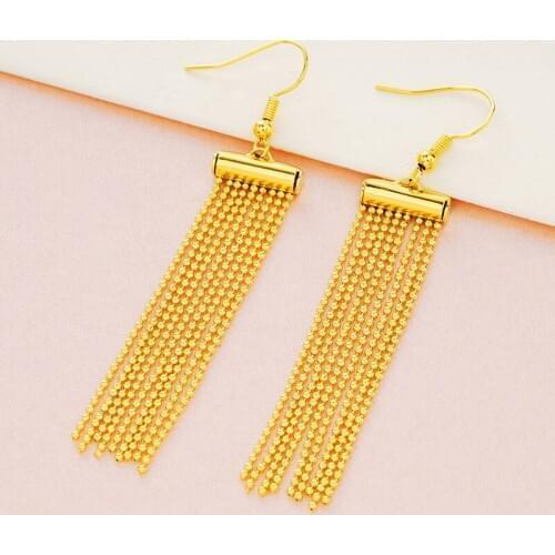 Gold-Plated Tassel Ear Earrings Womens Long Earrings Fashion Long Fringe Dangle Women Earrings Jewelry
