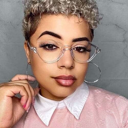 Crystal Cat Eye Transparent Glasses Ladies Elegant Woman Clear Glasses Frame Fashion Optical Myopia Glasses Frame Flat Mirror