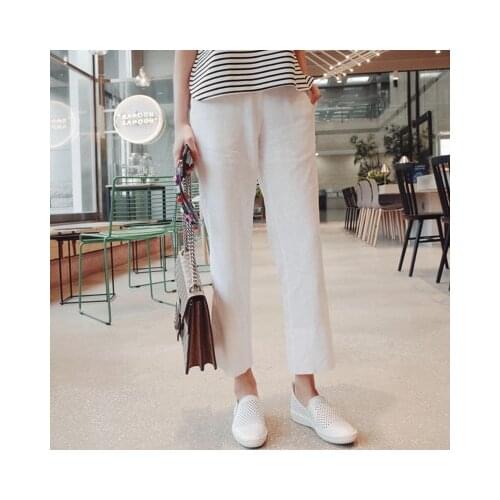 Plus size Spring summer cotton linen women' wide-leg pants linen thin casual cotton pants professional women linen pants loose
