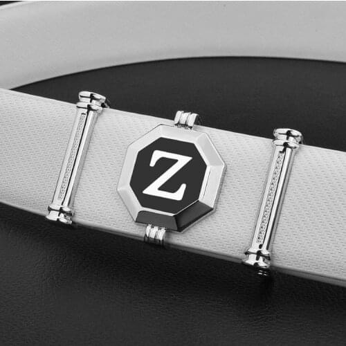 Mens belt white smooth buckle belt Z letter belt business casual pants hanging buckle