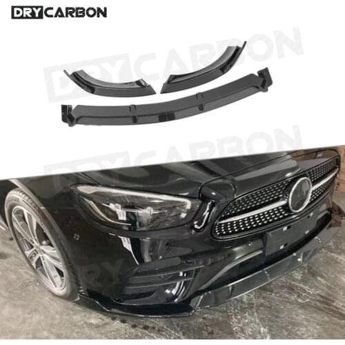 ABS Gloss Black Material Front Bumper Lip Spoiler For Mercedes Benz E Class W213 E260 E300 E350 Sport 2021