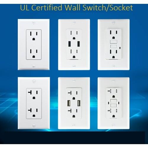 USSeries Standard Wall Switch Wall Socket 1Gang 1Way 2Gang 1Way USB Socket