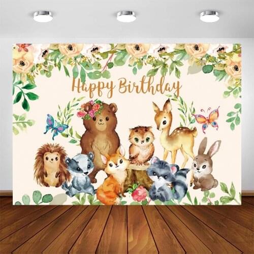 Yeele Baby Birthday Party Banner Animals Flowers Safari Party Photographic Backgrounds Photography Backdrops For Photo Studio