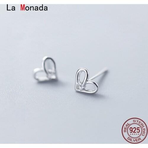 La Monada Women Silver Earrings 925 Stud Heart Small Earrings For Girls Stud Earrings Korean Women Jewelry Minimalist Female