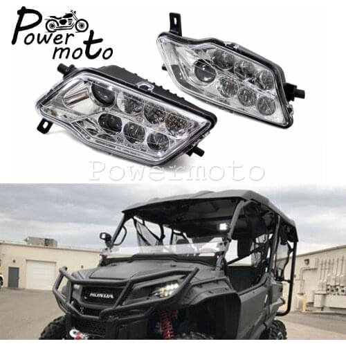 1Pair Black OEM LED H4 Pair Chrome Front Head Light Motorcycle Headlamp Assembly For Honda Pioneer 1000 SXS1000M3 SXS1000M5 2016