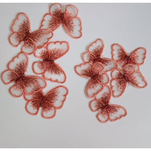 10pcs/lot colorful organza butterfly Patches for clothing Embroidery Sequins animal patches for bags decorative parches applique