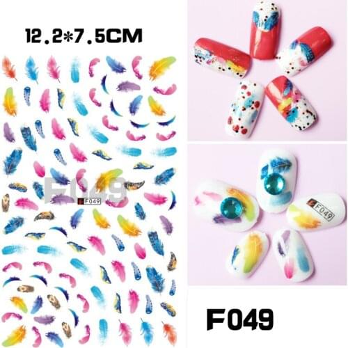 10PCS The Most Beautiful Color Animal Bird Feather Pattern Peacock Feather Nail Sticker Nail Slider Decoration Beauty Tool