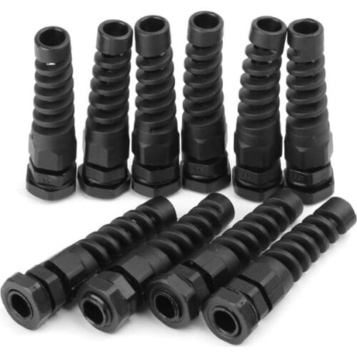 10pcs IP68 Waterproof M12 PG7/PG9/PG11/PG13.5/PG16 Cable Gland Connector Plastic Flex Spiral Strain Relief Protector For 3.5-65m