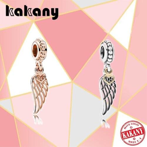 2021 New Fashion Charm 100% S925 Sterling Silver 1:1 Pendant "angel Wings" Original Diy Bracelet Necklace Suitable For Women