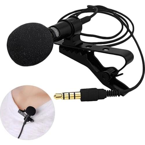 3.5mm Universal Lapel Clip Condenser Microphone Wired Mic for Phone PC Laptop