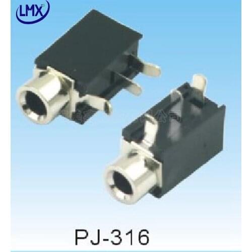30Pcs/lot PJ316 Female Audio Connector 3 Pin DIP Headphone Jack Socket PJ-316