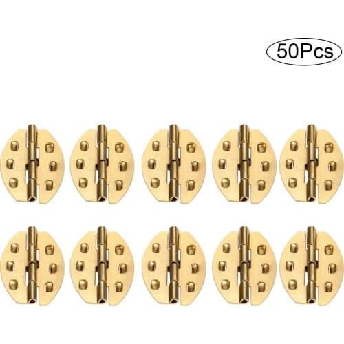 50Pcs/lot Gold Oval Hinges Straight In-line 6 Holes Cabinet Furniture Jewelry Gift Wine Wood Box Fitting 25*17mm Decor Hardware