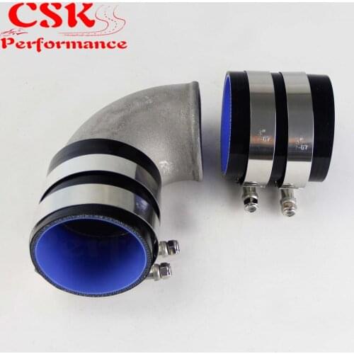 76mm 3" Cast Aluminum 90 Degree Elbow Pipe Turbo Intercooler+ silicone hose kit