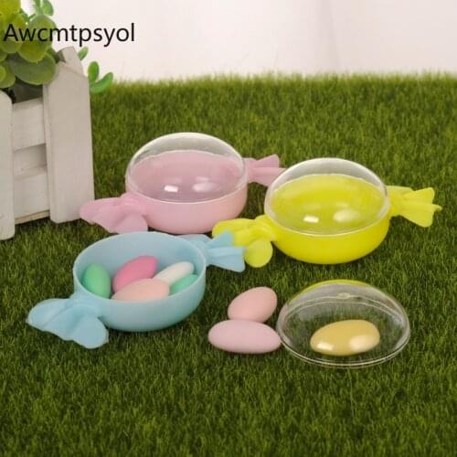 9*5*3cm Creative Candy Plastic Box Colorfull Transparent Gift Bag Boxes for Wedding Favors Baby Shower Birthday Party Supplies