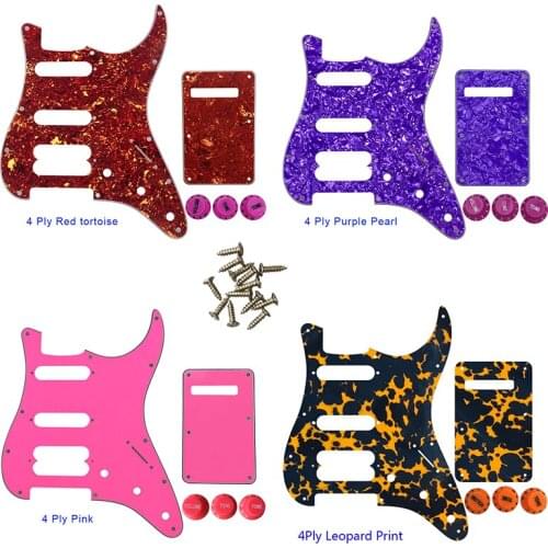 Pleroo Parts - For FD US 72' 11 Screw Hole Standard Strat Player Humbucker Hss Guitar Pickguard & Back Plate & Control Knob
