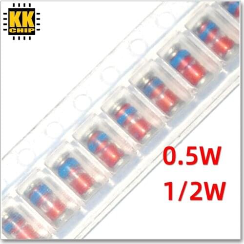 100pcs LL34 1/2W Zener diode ZMM2V 2V2 2V4 2V7 3V 3V3 3V6 3V9 4V3 4V7 5V1 5V6 6V2 6V8