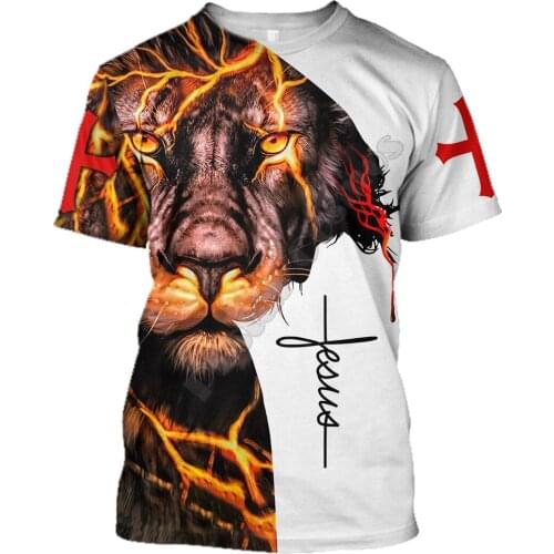 Christian Jesus Lion 3D Printed T Shirts Streetwear Summer Tops women For men Funny Tshirts Short sleeve