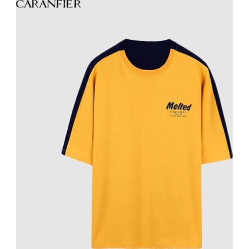 CARANFIER Men T-shirts Summer Fashion Slim Casual Plants Printed Letter Brand Modis Male O-Neck Short Sleeve Tees Camiseta