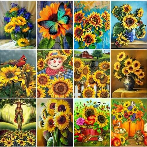 EverShine Diamond Mosaic Flower Picture Of Rhinestone Diamond Painting Sunflower Full Square Embroidery Cross Stitch Wall Art