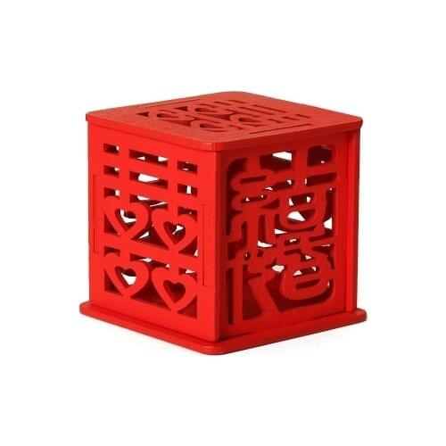 Chinese red wooden wedding candy box