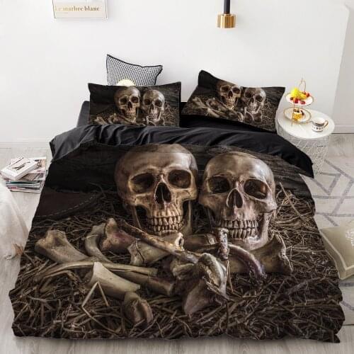 Luxury Bedding Sets 3D Custom Duvet Cover Set Queen King Quilt Blanket Cover Set 3 PCS Bed set halloween skull bed linen