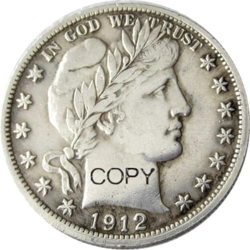 US 1912 P/S/D Barber Half Dollar Silver Plated Copy Decorate Coin
