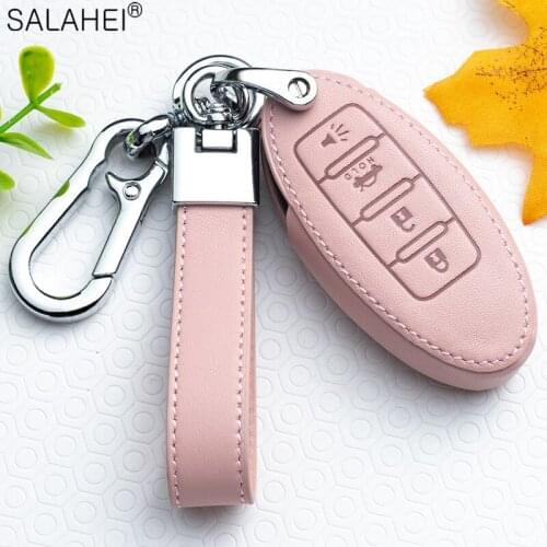 Leather Car Remote Key Case Cover Shell For Nissan Qashqai X-Trail T32 T31 Juke J10 J11 Kicks Tiida Pathfinder Note For Infiniti