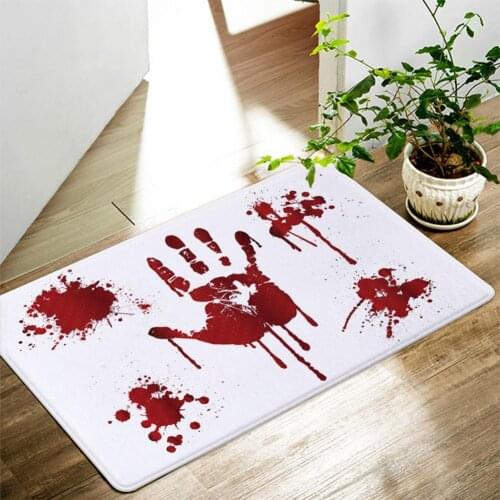 Halloween Blood Footprint Floor Mat Kitchen Bedroom Entrance Printing Living Room Floor Mats Doormat Halloween Doormat