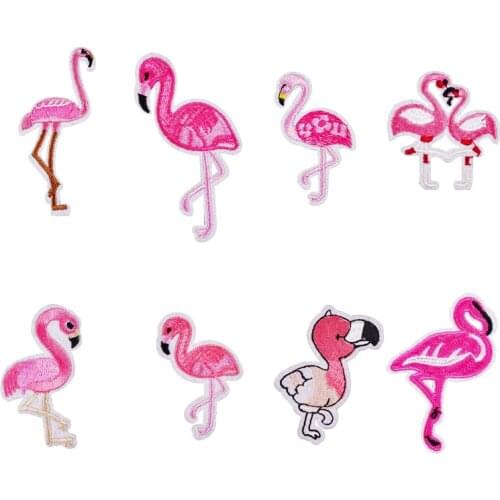 Small Number Flamingo Pink Cute Childrens Bag Embroidered Cloth Stickers Clothing Accessories Badge Patch