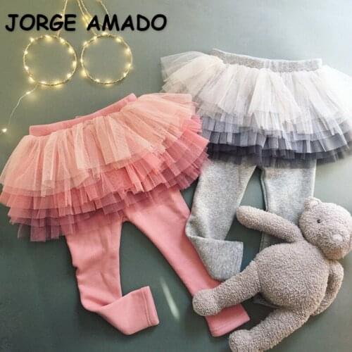 2021 New Spring Girls Legging Long Soft Tutu Starry Sky Sequin Ankle Length Skirtpants with Sash Kids Clothes E010