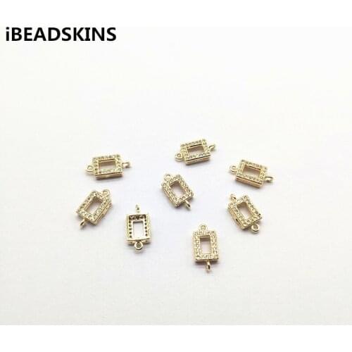 New arrival! 13x7mm 50pcs Real gold plating Rectangle Connectors for Necklace DIY making /Earrings parts,hand Made Jewelry DIY
