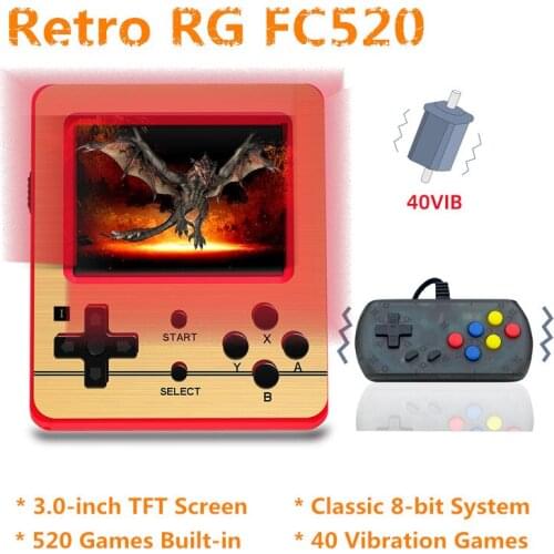 New Arrival RETRO FC PLUS Game Player RG FC520 3.0 inch Classic 8-bit TV Handheld Game Console with 40 Vibration Games