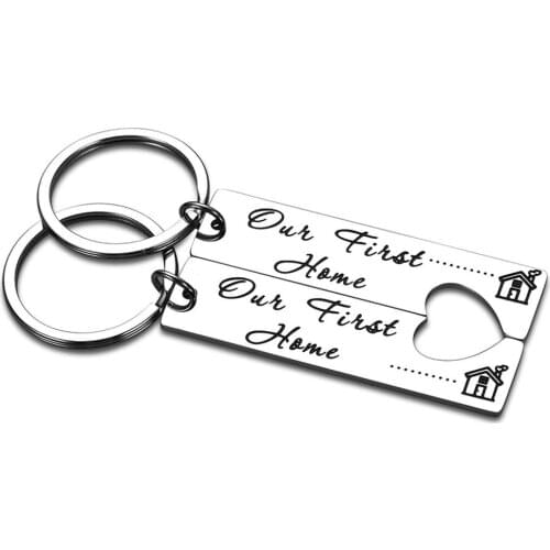 A Pair New Home Keychain First Home New House Housewarming Gift for New Home Owners Couple Son Daughter Wedding Gifts