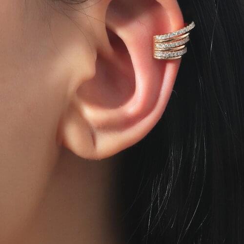 New Product Zircon C Type Multi-Layer Non-Hole Ear Clip Korean Fashion Retro Net Red Earrings Women Wholesale