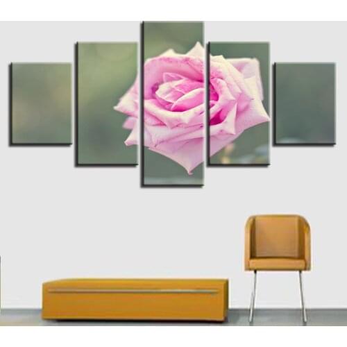 Printing Posters 5 Pieces Beautiful Pink Flower Still Life Art Modular Canvas Paintings Decor Living Room Artworks framework