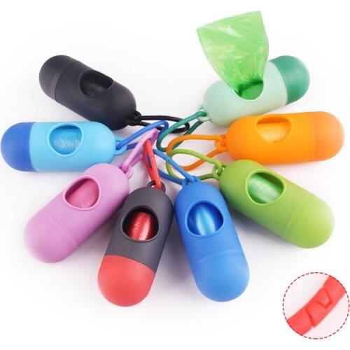 Pet Dog Waste Bag Dispenser Pill Shape Dog Poop Bags Plastic Pet Waste Garbage Bags Outdoor Small Dogs Waste Bag Holder for Dogs