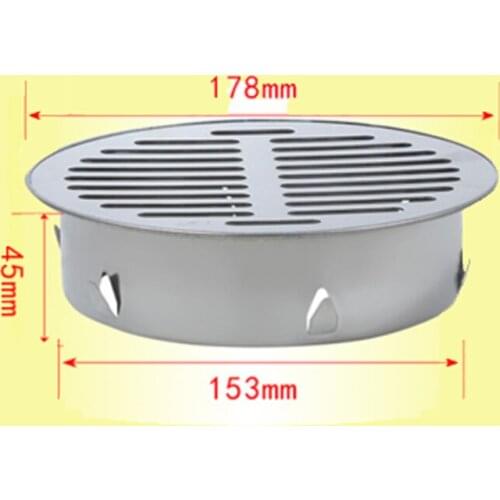 178mm diameter flat-end balcony in-line floor drain large displacement suitable 160mm wide tube 201 stainless steel