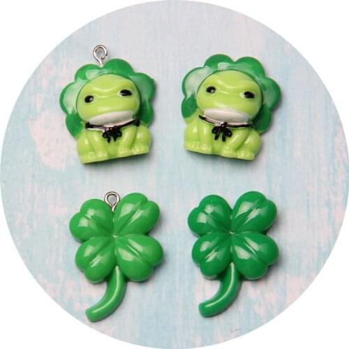 10Pcs/lot Flatback Resin Cabochon Craft Clover Frog Pendant Flat back Resins DIY Scrapbooking Accessories Fit Phone Decoration
