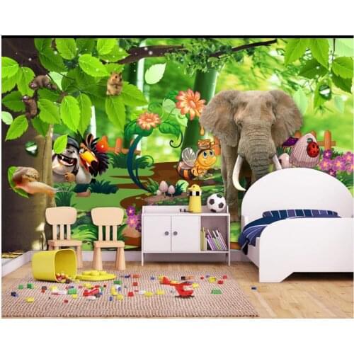 Custom photo wallpaper for walls 3 d mural Pastoral style beautiful cartoon animal children room background wall painting decor
