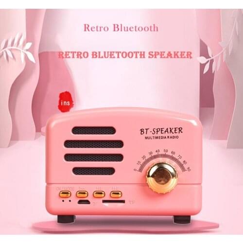 Portable Retro Bluetooth Speaker Wireless Bass Column Indoor Outdoor USB Speakers Support TF Card Subwoofer Loudspeaker Can Call