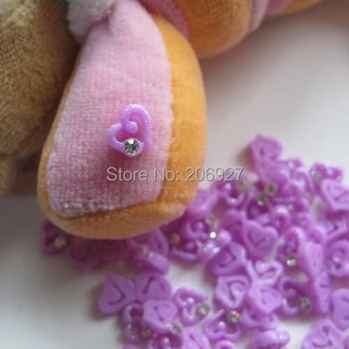 RC155-4 30pcs Cute Glitter Purple Heart Shape Nail Resin Decoration Outlooking