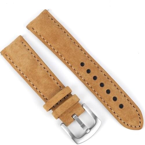 Leather Suede Watch Strap 18 19 20 22mm Quick Release Watchbands Retro Vintage Handmade Replacement Bracelet Accessories