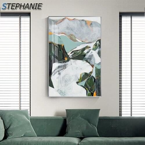 Modern Abstract Green White Pigment Poster and Print Artistic Canvas Art Pintura Abstracta for Living Room Popular Wall Painting