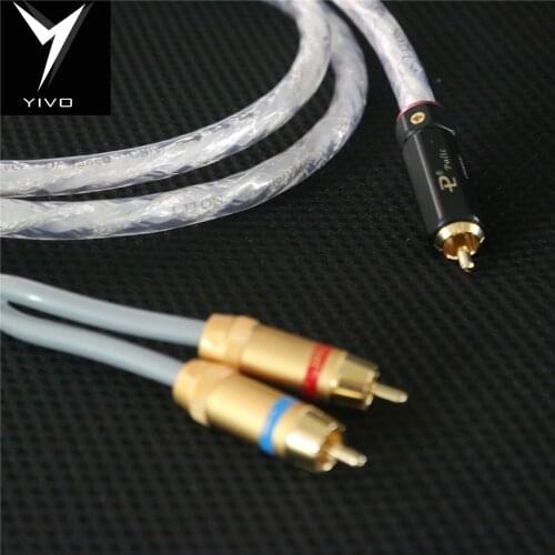XSSH Audio YIVO 1pcs RCA to 2 RCA Cable 1m~5m Hi-end OFC pure copper plated silver PE T180 8.5mm Audio Extension Cord RCA Cable